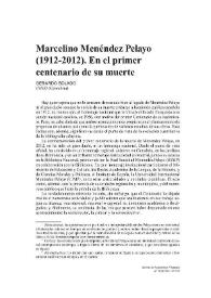 Marcelino Menéndez Pelayo (1912-2012). En el primer centenario de su muerte / Gerardo Bolado | Biblioteca Virtual Miguel de Cervantes