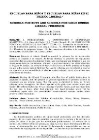 Escuelas para niños y escuelas para niñas en el Trienio liberal  / Pilar García Trobat | Biblioteca Virtual Miguel de Cervantes