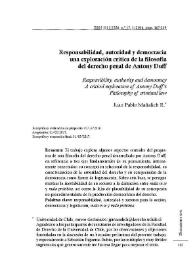 Responsabilidad, autoridad y democracia una exploración crítica de la filosofía del derecho penal de Antony Duf / Juan Pablo Mañalich R. | Biblioteca Virtual Miguel de Cervantes