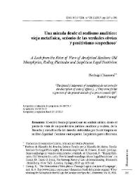 Una mirada desde el realismo analítico: vieja matafísica, señorío de las verdades obvias y positivismo sospechoso / Pierluigi Chiassoni ; traducción de Alejandro Calzetta | Biblioteca Virtual Miguel de Cervantes