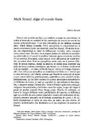 Mark Strand: dejar el mundo fuera / Mario Jurado | Biblioteca Virtual Miguel de Cervantes