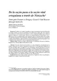 De la razón pura a la razón vital orteguiana a través de Nietzsche / Jesús Conill Sancho | Biblioteca Virtual Miguel de Cervantes
