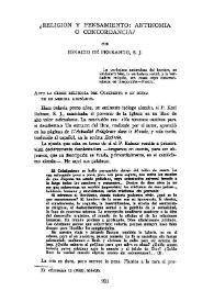 ¿Religión y pensamiento: antinomia o concordancia? / por Ignacio de Ferrando, S. J. | Biblioteca Virtual Miguel de Cervantes
