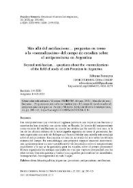 Más allá del antifascismo… preguntas en torno a la "normalización" del campo de estudios sobre el antiperonismo en Argentina / Silvana Ferreyra | Biblioteca Virtual Miguel de Cervantes