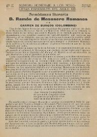 Semblanza literaria. D. Ramón de Mesonero Romanos / por Carmen de Burgos (Colombine) | Biblioteca Virtual Miguel de Cervantes
