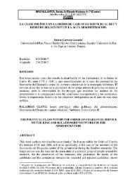 La clase política en la Orden de Carlos III: servicio al rey y redes de relaciones en la alta administración / Naiara Gorraiz Gonzalo | Biblioteca Virtual Miguel de Cervantes