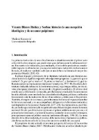Vicente Blasco Ibáñez y Serbia: historia de una recepción ideológica y de un amor palpitante / Vladimir Karanović | Biblioteca Virtual Miguel de Cervantes