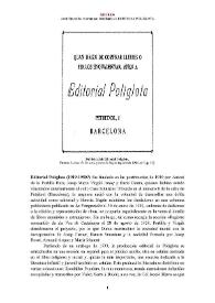 Editorial Políglota [editorial] (1919-1950?) [Semblanza] / Jordi Chumillas i Coromina | Biblioteca Virtual Miguel de Cervantes
