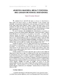 Josefina Manresa: musa y custodia del legado de Miguel Hernández / Ramón Fernández Palmeral | Biblioteca Virtual Miguel de Cervantes