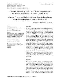 Carmen Cobeña y Federico Oliver, empresarios del Teatro Español de Madrid (1909-1910) / Carmen Menéndez-Onrubia | Biblioteca Virtual Miguel de Cervantes