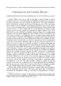 Conversación con Czeslaw Milosz / Aleksander Fiut ; (traducción del polaco Roma Mahieu) | Biblioteca Virtual Miguel de Cervantes