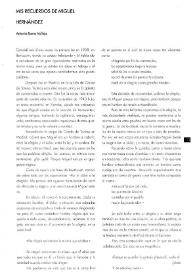 Mis recuerdos de Miguel Hernández / Antonio Buero Vallejo | Biblioteca Virtual Miguel de Cervantes