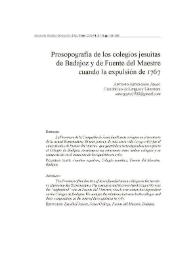Prosopografía de los colegios jesuitas de Badajoz y de Fuente del Maestre cuando la expulsión de 1767 / Antonio Astorgano Abajo | Biblioteca Virtual Miguel de Cervantes