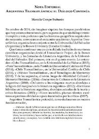 Nota editorial. Argentina transatlántica: el diálogo continúa / Marcela Crespo Buitrón | Biblioteca Virtual Miguel de Cervantes