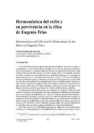 Hermenéutica del exilio y su pervivencia en la ética de Eugenio Trías  / Carlos Segade Alonso | Biblioteca Virtual Miguel de Cervantes