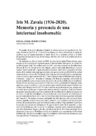 Iris M. Zavala (1936-2020). Memoria y presencia de una intelectual insobornable  / Miguel Ángel Rivero Gómez | Biblioteca Virtual Miguel de Cervantes