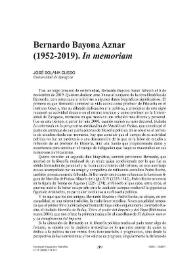 Bernardo Bayona Aznar (1952-2019). "In memoriam" / José Solana Dueso | Biblioteca Virtual Miguel de Cervantes
