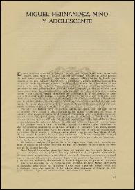 Miguel Hernández, niño y adolescente / Concha Zardoya | Biblioteca Virtual Miguel de Cervantes