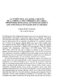 La visión del jugador a través de la prosa costumbrista de Larra, Mesonero Romanos, Antonio Flores y "Los españoles pintados por sí mismos" / Enrique Rubio Cremades | Biblioteca Virtual Miguel de Cervantes