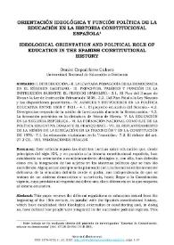 Orientación ideológica y función política de la educación en la historia constitucional española  / Daniel Capodiferro Cubero | Biblioteca Virtual Miguel de Cervantes