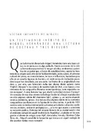 Un testimonio inédito de Miguel Hernández: una lectura de Cocteau y tres dibujos / Víctor Infantes de Miguel  | Biblioteca Virtual Miguel de Cervantes