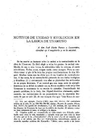 Motivos de unidad y evolución en la lírica de Unamuno / Manuel Alvar | Biblioteca Virtual Miguel de Cervantes