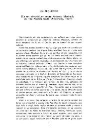 Un recuerdo (En un simpósium sobre Antonio Machado de The Florida State University, 1977) / Vicente Aleixandre | Biblioteca Virtual Miguel de Cervantes