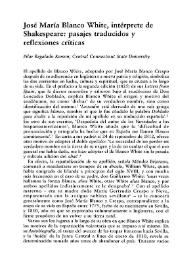 José María Blanco White, intérprete de Shakespeare: pasajes traducidos y reflexiones críticas / Pilar Regalado Kerson | Biblioteca Virtual Miguel de Cervantes