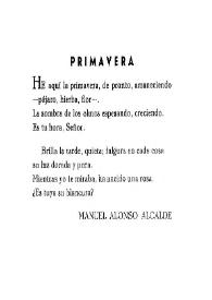 Primavera / Manuel Alonso Alcalde | Biblioteca Virtual Miguel de Cervantes