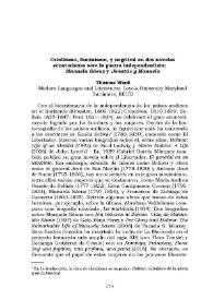 Criollismo, feminismo, y negritud en dos novelas ecuatorianas sobre la guerra independentista: "Manuela Sáenz" y "Jonatás y Manuela" / Thomas Ward | Biblioteca Virtual Miguel de Cervantes