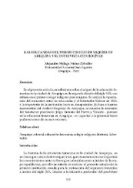 Las educandas del primer colegio de mujeres de Arequipa y su entrevista con Bolívar
 / Alejandro Málaga Núñez-Zeballos     | Biblioteca Virtual Miguel de Cervantes