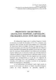 Francisco Caudet Roca (Alcalá de Chisvert, Castellón, 1942-Madrid, 18 de octubre de 2021) [necrológica] / José Manuel López de Abiada | Biblioteca Virtual Miguel de Cervantes