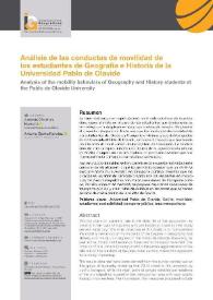 Análisis de las conductas de movilidad de los estudiantes de Geografía e Historia de la Universidad Pablo de Olavide / Andreas Christian Hassold, Antonio Gavira Narváez | Biblioteca Virtual Miguel de Cervantes