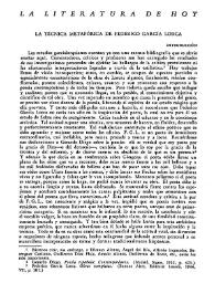 La literatura de hoy. La técnica  metafórica de Federico García Lorca / Concha Zardoya | Biblioteca Virtual Miguel de Cervantes
