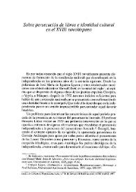 Sobre la persecución de libros e identidad cultural en el XVIII novohispano / José Carlos Rovira | Biblioteca Virtual Miguel de Cervantes