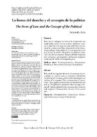 La forma del derecho y el concepto de lo político  / Fernando Atria | Biblioteca Virtual Miguel de Cervantes