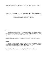 Diego Clemencín, su "Gramática" y el "Quijote"  / Francisco Javier Díez de Revenga | Biblioteca Virtual Miguel de Cervantes