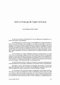 Archivo Municipal de Trujillo (Cáceres) / José Antonio Ramos Rubio | Biblioteca Virtual Miguel de Cervantes