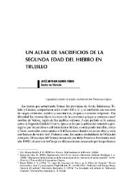 Un altar de sacrificios de la segunda Edad del Hierro en Trujillo / José Antonio Ramos Rubio | Biblioteca Virtual Miguel de Cervantes