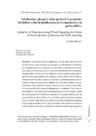 Solidaridad, ¿de qué y entre quiénes? A propósito del debate sobre la justificación de los impuestos y el gasto público / Andrés Blanco | Biblioteca Virtual Miguel de Cervantes