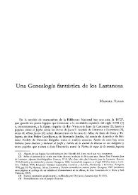 Una Genealogía fantástica de los Lastanosa / Manuel Alvar | Biblioteca Virtual Miguel de Cervantes