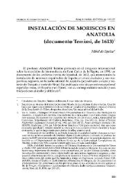 Instalación de moriscos en Anatolia (documento Temimi, de 1613) / Mikel de Epalza | Biblioteca Virtual Miguel de Cervantes