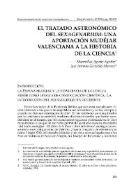 El tratado astronómico del "sexagenarium": una aportación mudéjar valenciana a la historia de la ciencia / Maravillas Aguiar Aguilar, José Antonio González Marrero | Biblioteca Virtual Miguel de Cervantes
