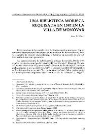 Una biblioteca morisca requisada en 1592 en la villa de Monóvar / Juan Bautista Vilar Ramírez | Biblioteca Virtual Miguel de Cervantes