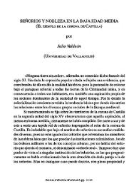 Señoríos y nobleza en la Baja Edad Media (El ejemplo de la Corona de Castilla)  / por Julio Valdeón | Biblioteca Virtual Miguel de Cervantes
