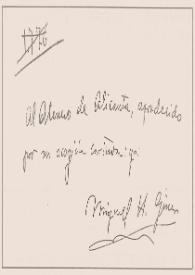 Dedicatoria manuscrita de Miguel Hernández al Ateneo de Alicante | Biblioteca Virtual Miguel de Cervantes