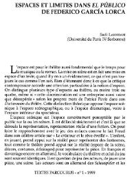 Espaces et limites dans "El Público" de Federico García Lorca / Sadi Lakhdari | Biblioteca Virtual Miguel de Cervantes