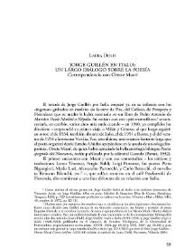Jorge Guillén en Italia: un largo diálogo sobre la poesía. Correspondencia con Oreste Macrí / Laura Dolfi | Biblioteca Virtual Miguel de Cervantes