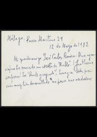 Carta de Jorge Guillén a José Carlos Rovira. Málaga, 12 de mayo de 1982 | Biblioteca Virtual Miguel de Cervantes