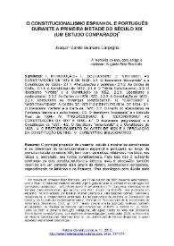 O constitucionalismo espanhol e português durante a primeira metade do século XIX (um estudo comparado) / Joaquín Varela Suanzes-Carpegna | Biblioteca Virtual Miguel de Cervantes